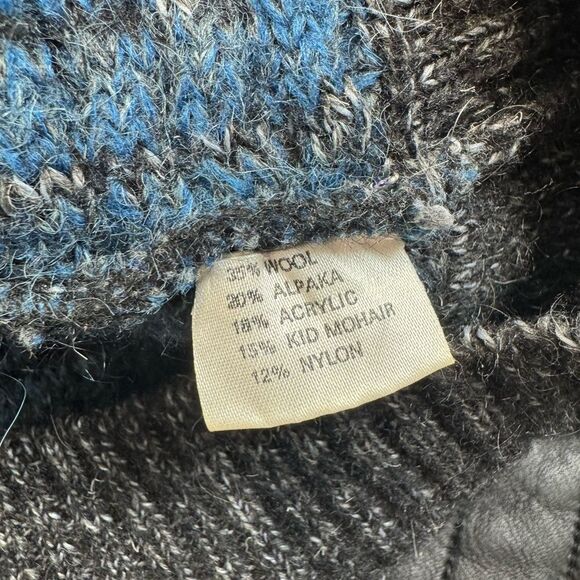 Loewe Wool Alpaca Anagram Dark Blue White Cowl Neck Sweater 56 Men’s Extra Large - Picture 10 of 11